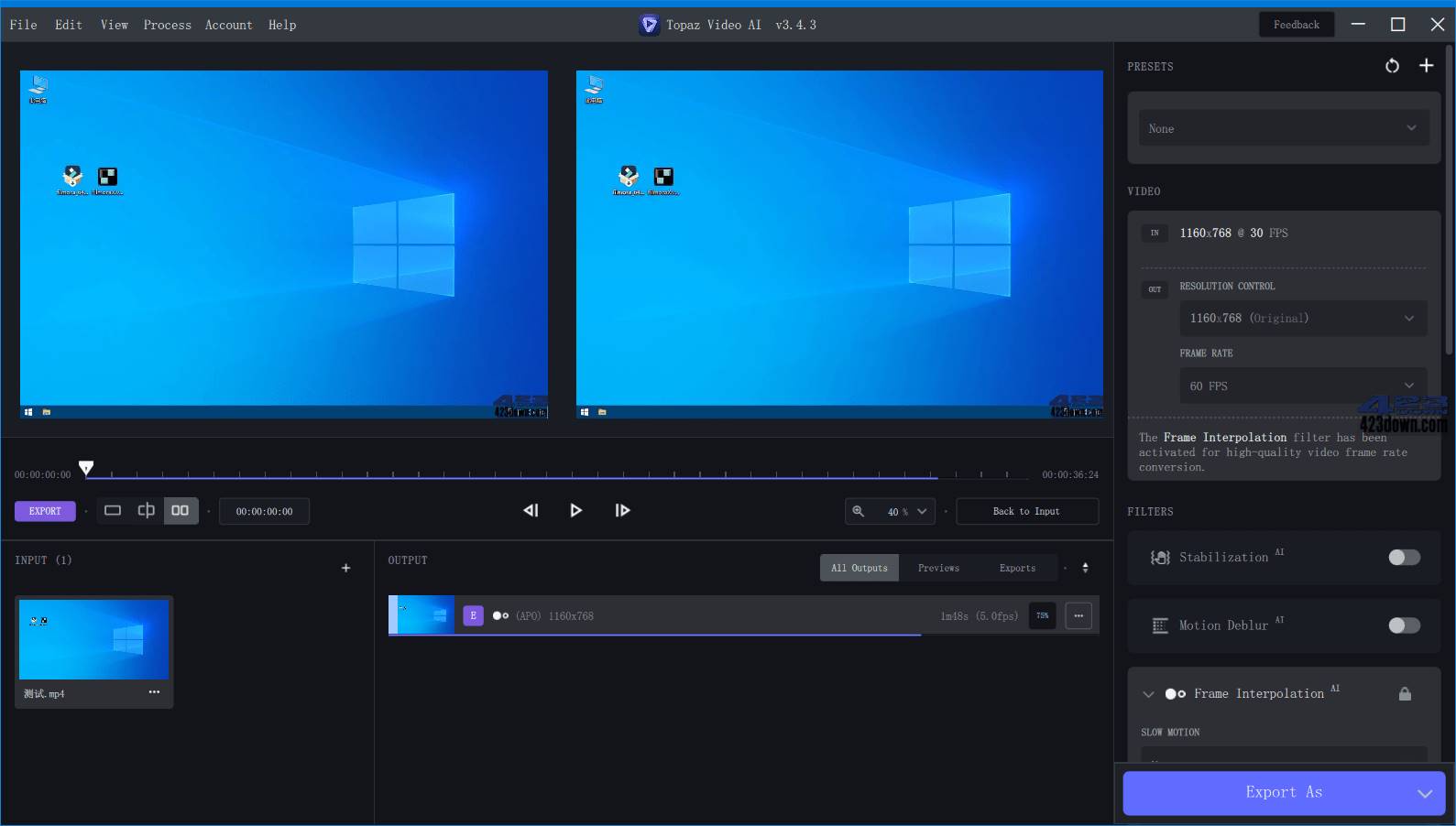 Topaz Video AI(免费视频增强工具) v1.0.3 英文便携版
